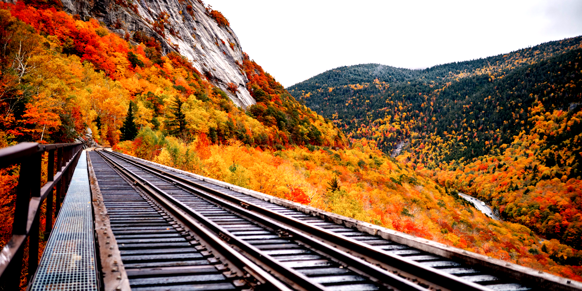 railroad bridge and scenic foliage