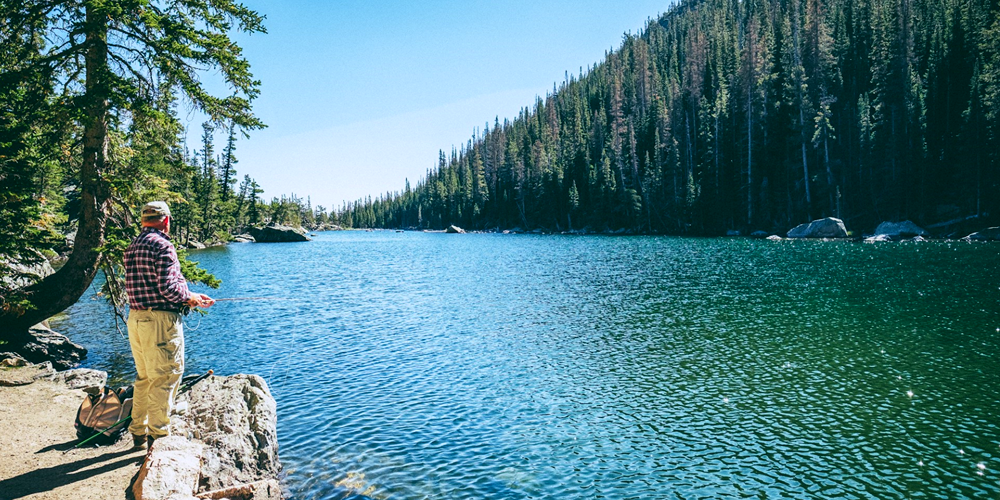 retired man fishing