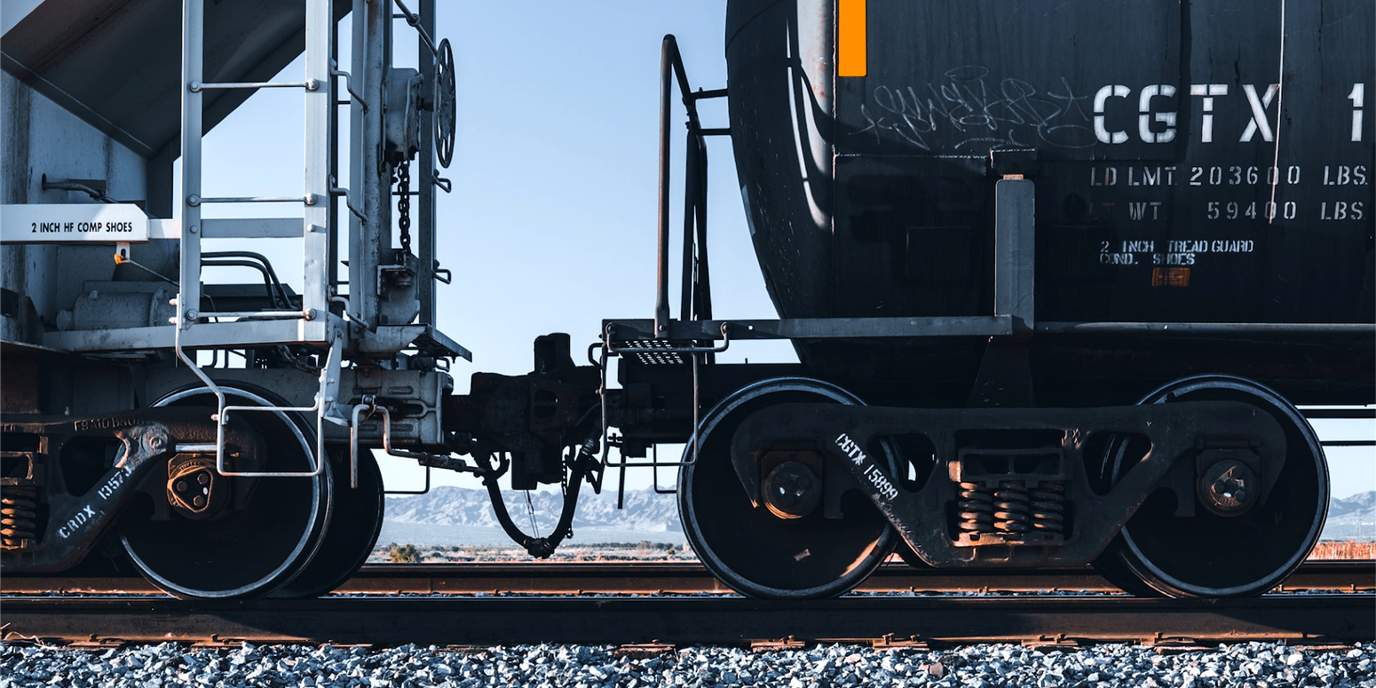 two adjoined train cars